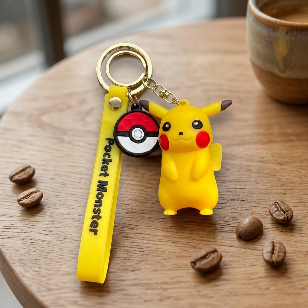 Pikachu Keyring Pokémon | Cute Pikachu Keychain for Bags & Keys | Cartoon Anime Keychain for Kids