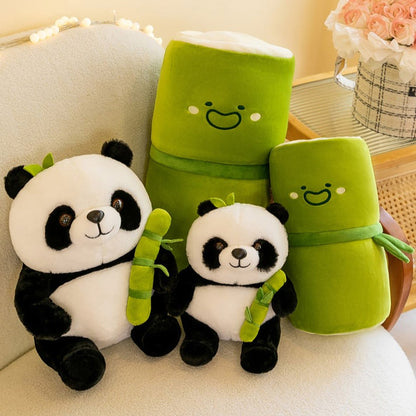 Reversible Bamboo Panda Plush Toy 35CM | Cute Soft Toy for Kids | 2-in-1 Panda & Bamboo Cushion | Premium Plush Gift for Boys & Girls