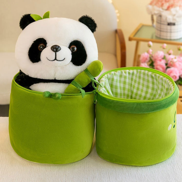 Reversible Bamboo Panda Plush Toy 35CM | Cute Soft Toy for Kids | 2-in-1 Panda & Bamboo Cushion | Premium Plush Gift for Boys & Girls