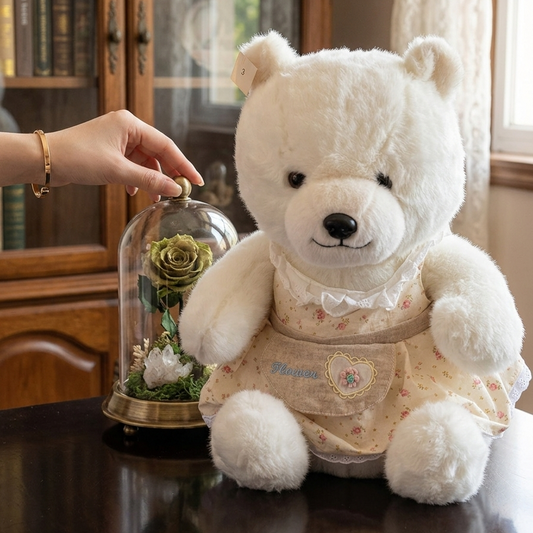 Blossom Teddy Bear Soft Toy 50CM | White Plush Teddy Bear | Cute Stuffed Animal Gift for Kids & Girlfriend