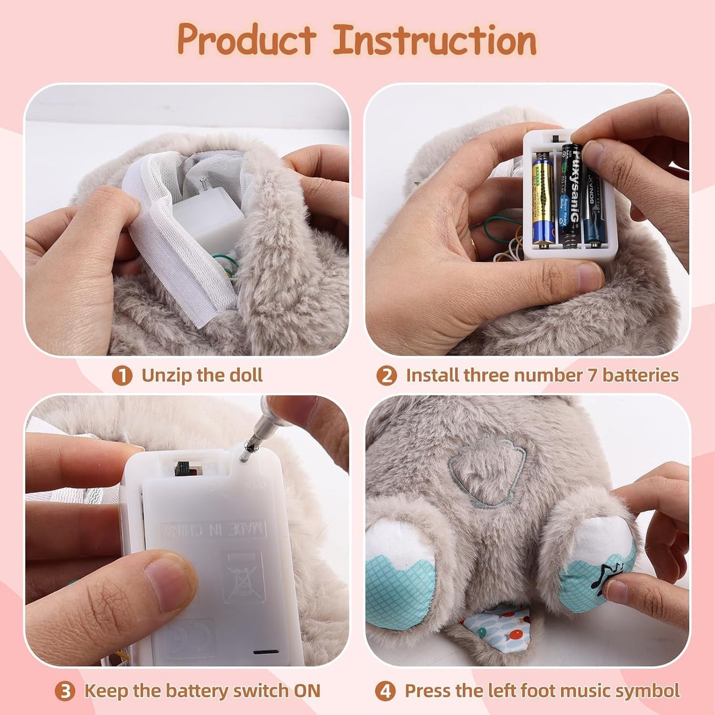 Breathing Teddy Bear Plush Toy 30CM | Calming Sleep Soft Toy with Breathing Motion | Anti-Anxiety Comfort Teddy for Kids & Babies