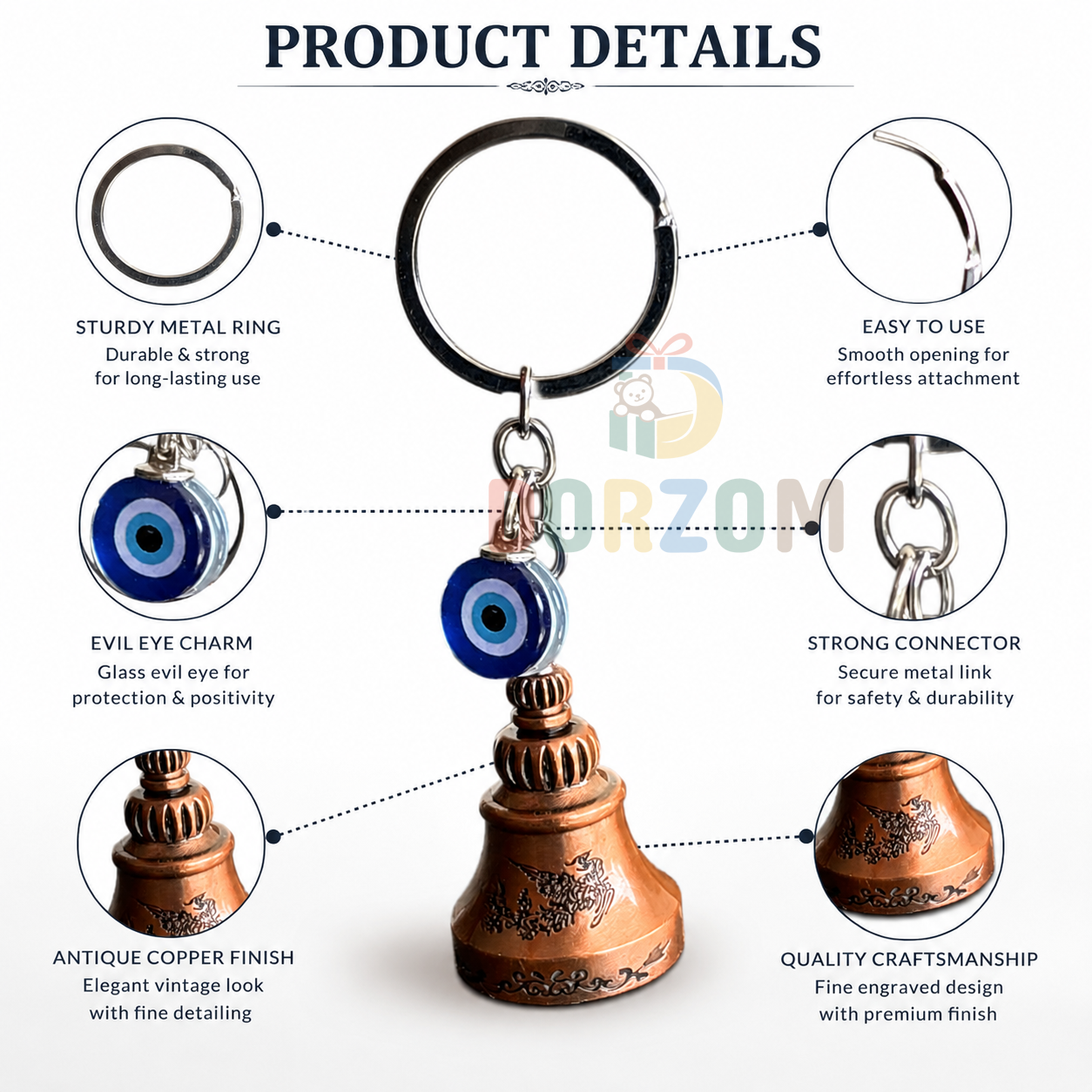 Guardian Bell Keychain | Lucky Riding Bell Keyring for Bikes & Cars | Protection Charm Keychain Gift