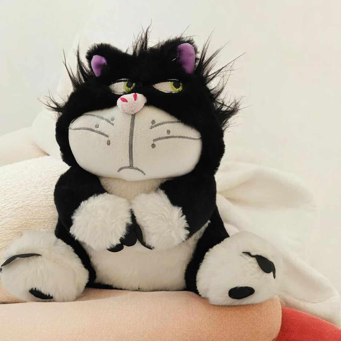 Angry Cat Plush Toy Lucifer 30CM | Cute Cartoon Cat Soft Toy | Funny Expression Stuffed Animal for Kids
