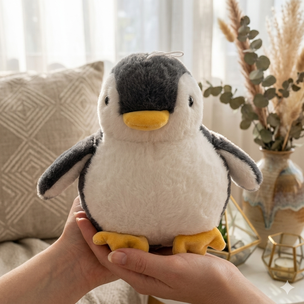 Teddy Bear Penguin Plush Toy 25CM | Flippered Penguin Soft Toy | Cute Stuffed Animal for Kids