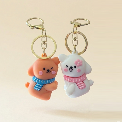 Magnetic Couple Bear Keychain Set | Dudu Bubu Cartoon Keyrings | Cute Hugging Magnet Keychain for Couples