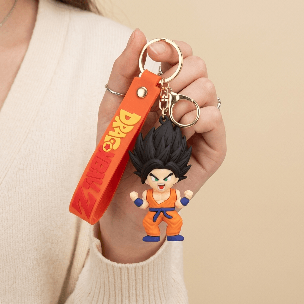 Goku Silicone Keychain | Anime Goku Keyring for Bags & Keys | Dragon Ball Z Cartoon Keychain