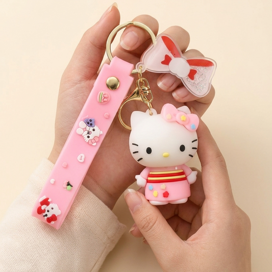 Hello Kitty 3D Cartoon Charm Keychain | Cute Kawaii Keyring for Bags & Keys | Girls Gift