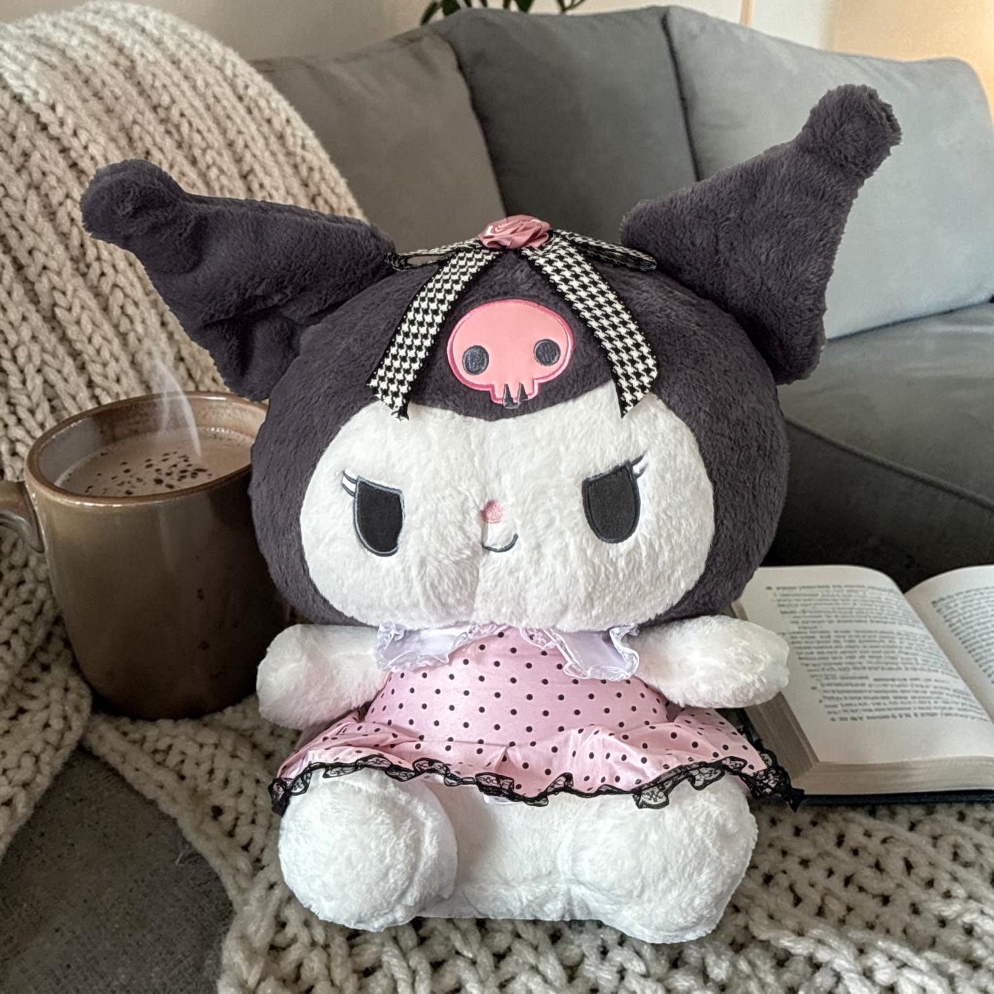 Sanrio Kuromi Plush Toy with Blanket 50CM | Cute Kuromi Soft Toy & Cozy Blanket Set