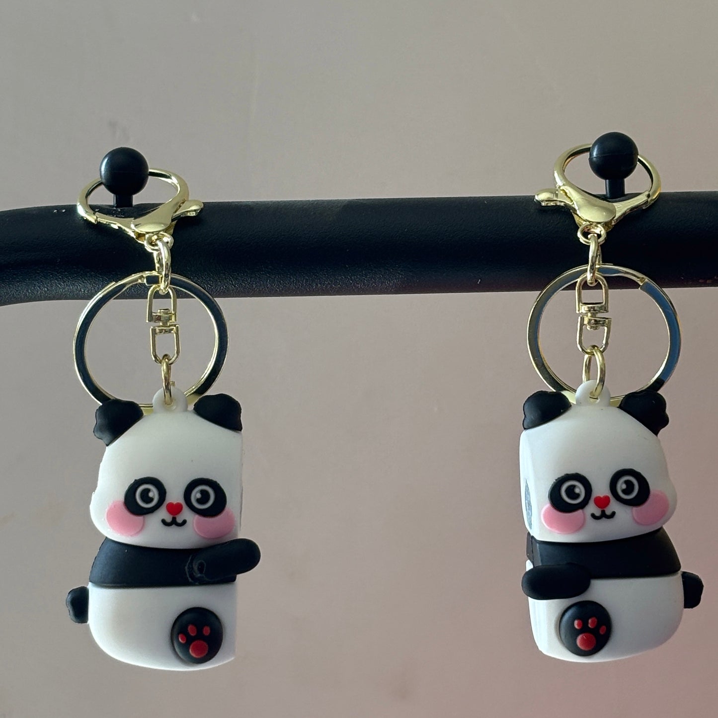 Panda Couple Keychain Set | Cute Panda Matching Keyrings for Couples | Kawaii Cartoon Keychain Gift
