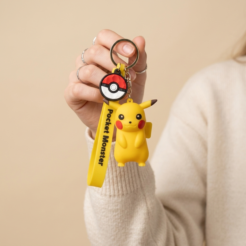 Pikachu Keyring Pokémon | Cute Pikachu Keychain for Bags & Keys | Cartoon Anime Keychain for Kids