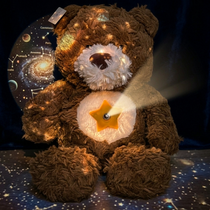 Night Light Projector Teddy Bear 38CM | Starry Sky Projection Plush Toy | Sleep Soft Toy for Kids & Babies