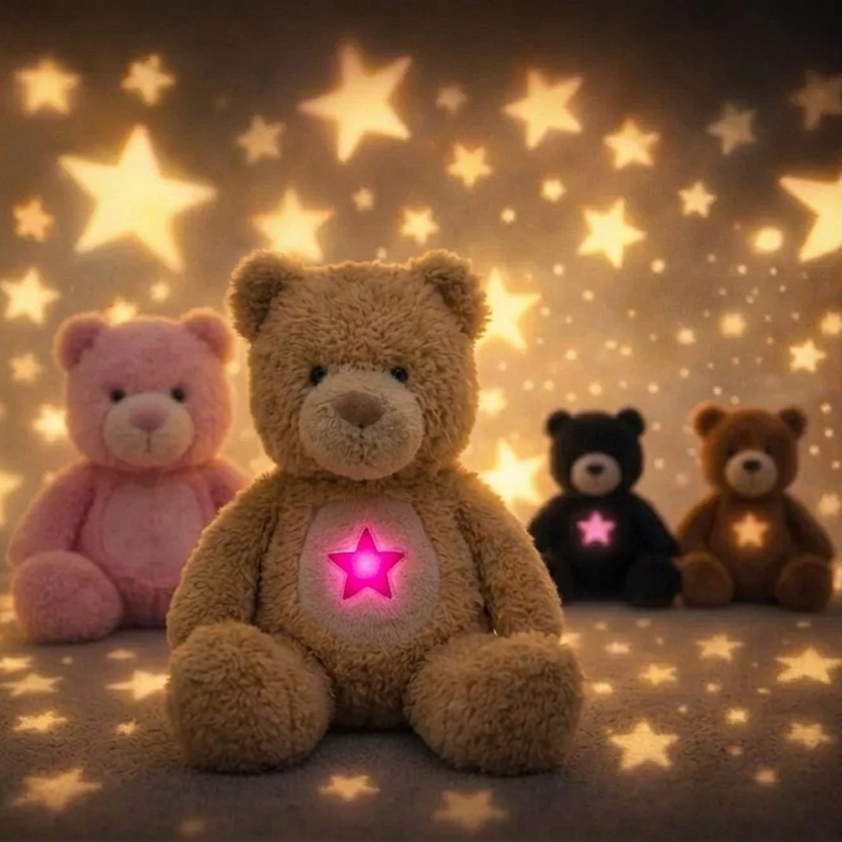 Night Light Projector Teddy Bear 38CM | Starry Sky Projection Plush Toy | Sleep Soft Toy for Kids & Babies