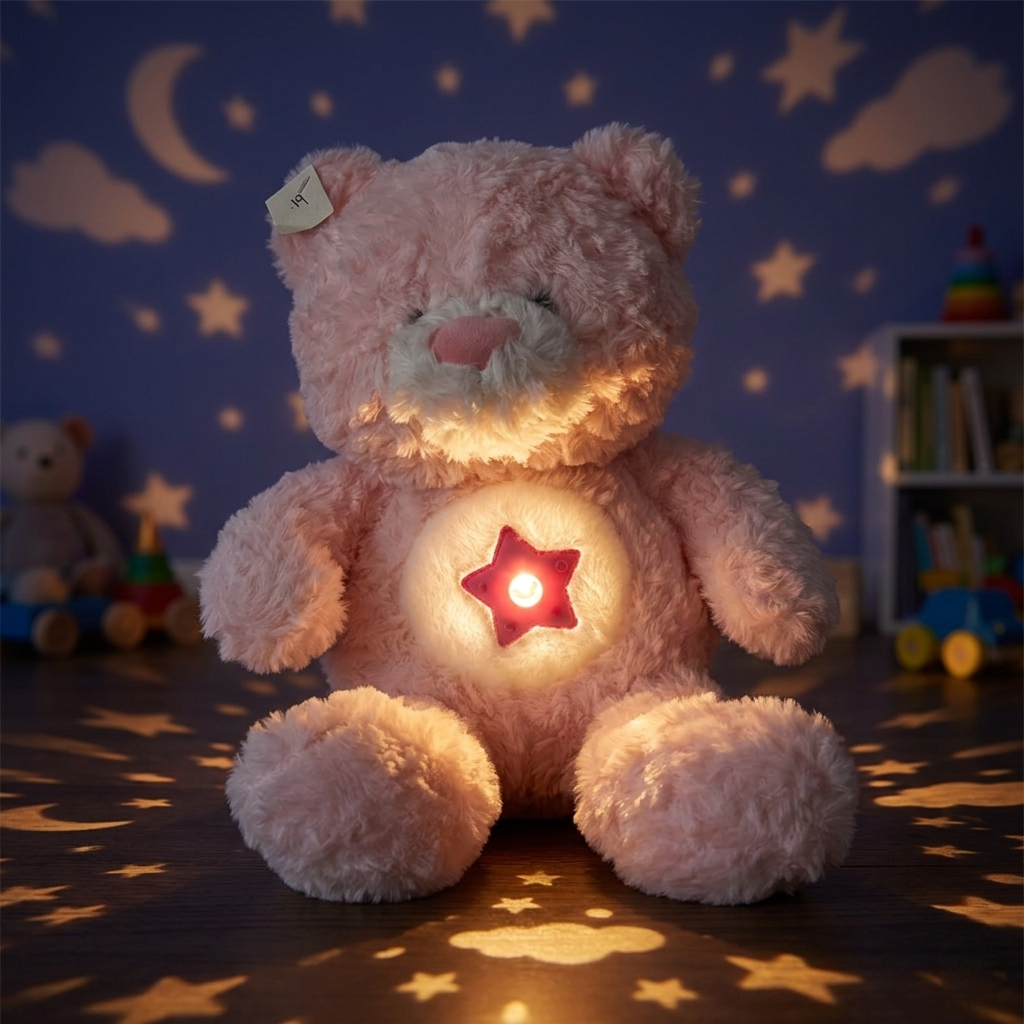 Night Light Projector Teddy Bear 38CM | Starry Sky Projection Plush Toy | Sleep Soft Toy for Kids & Babies