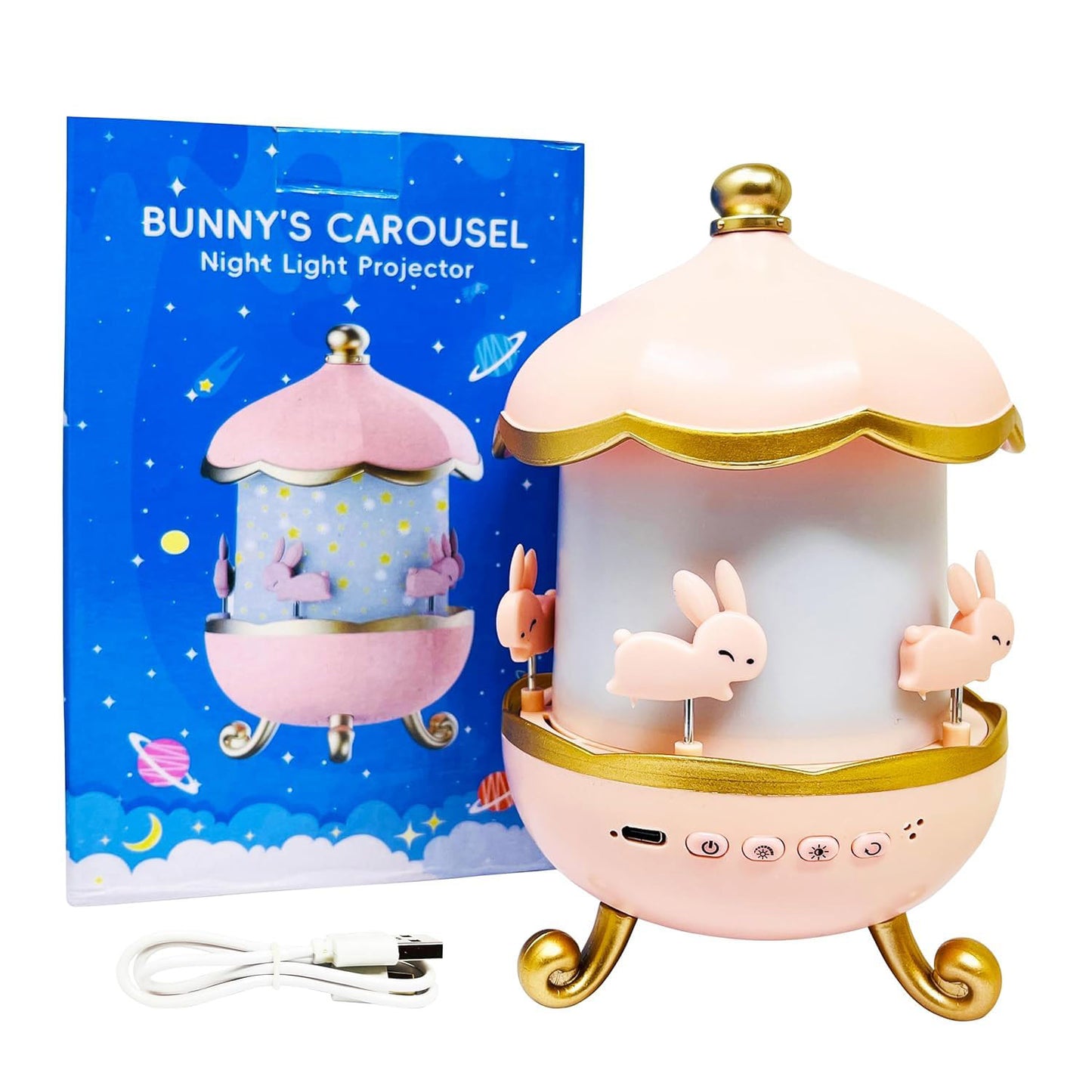 Rabbit Star Projector Night Light Lamp