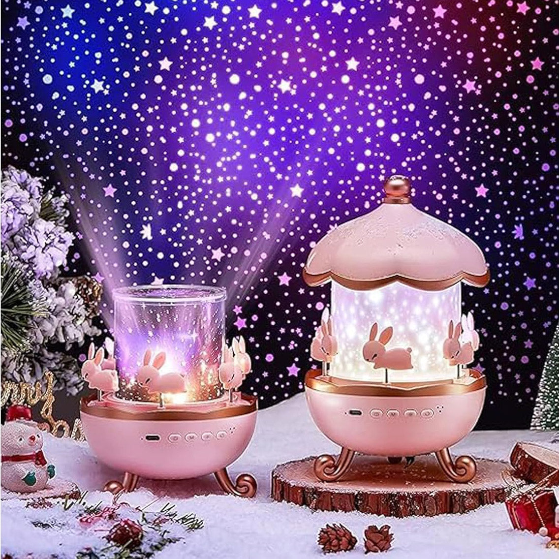 Rabbit Star Projector Night Light Lamp