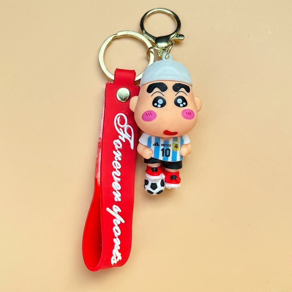 Shinchan 3D Football Silicone Keychain | Cute Shinchan Cartoon Keyring for Kids & Bags