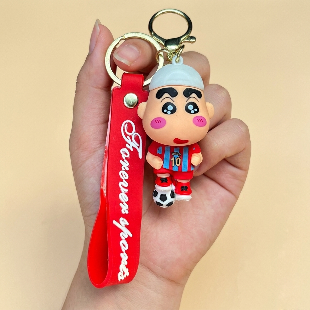 Shinchan 3D Football Silicone Keychain | Cute Shinchan Cartoon Keyring for Kids & Bags