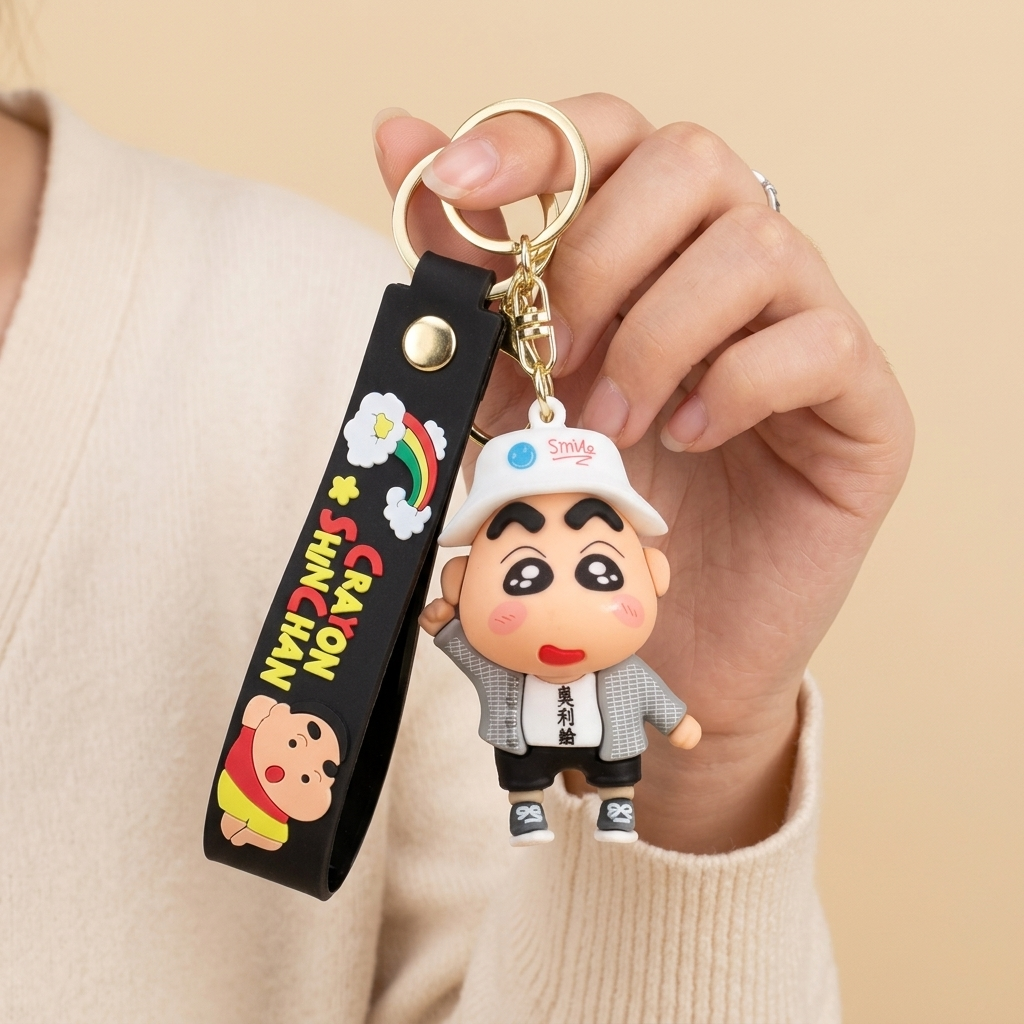 Shinchan 3D Football Silicone Keychain | Cute Shinchan Cartoon Keyring for Kids & Bags