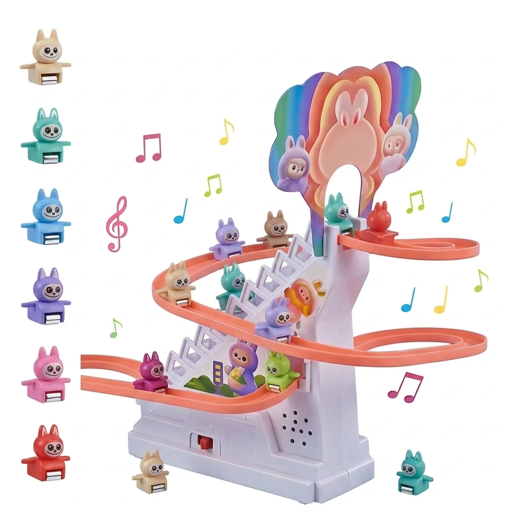 Cartoon Labubu Slide Toy for Kids Musical Stair Climbing Fun