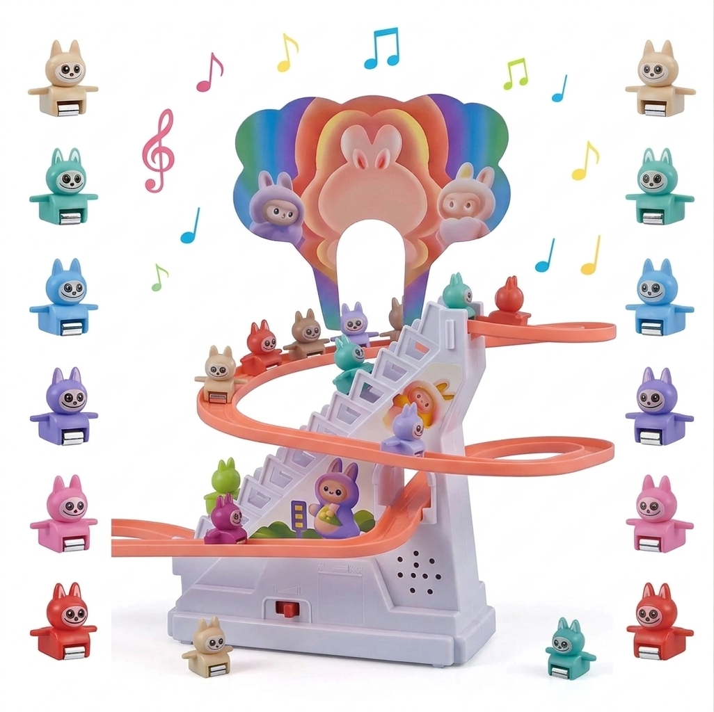 Cartoon Labubu Slide Toy for Kids Musical Stair Climbing Fun
