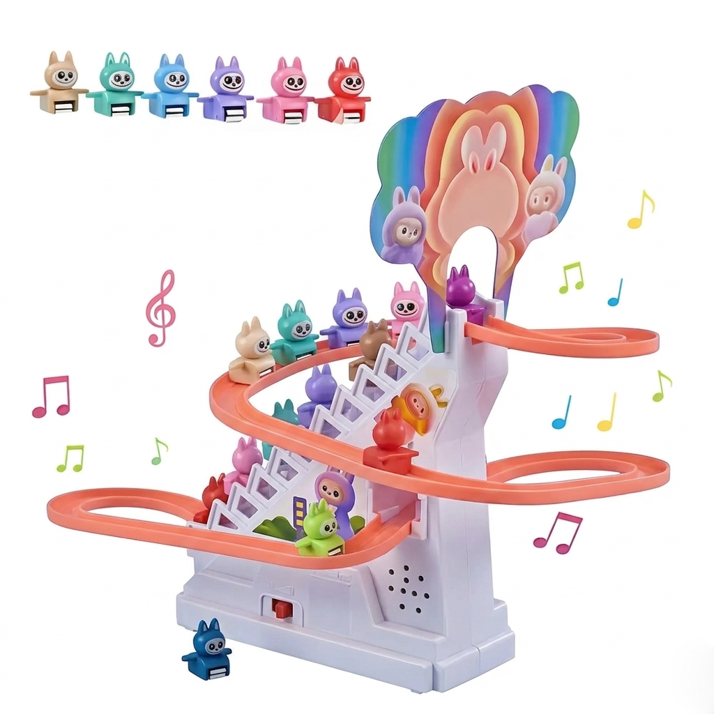 Cartoon Labubu Slide Toy for Kids Musical Stair Climbing Fun