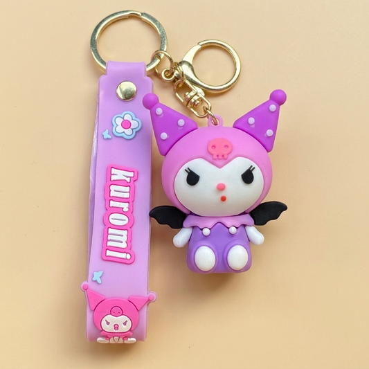 Kuromi Silicone Keychain | Cute Kuromi Cartoon Keyring for Bags & Keys | Kawaii Rubber Keychain for Girls