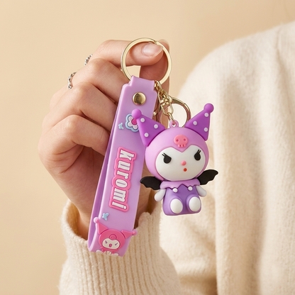 Kuromi Silicone Keychain | Cute Kuromi Cartoon Keyring for Bags & Keys | Kawaii Rubber Keychain for Girls