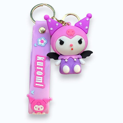 Kuromi Silicone Keychain | Cute Kuromi Cartoon Keyring for Bags & Keys | Kawaii Rubber Keychain for Girls