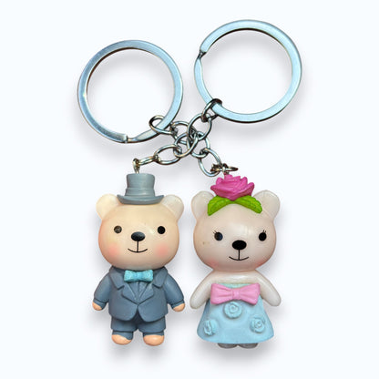 Cute Bear Couple Keychains Set | Romantic Teddy Bear Keyrings for Couples | Matching Keychain Gift